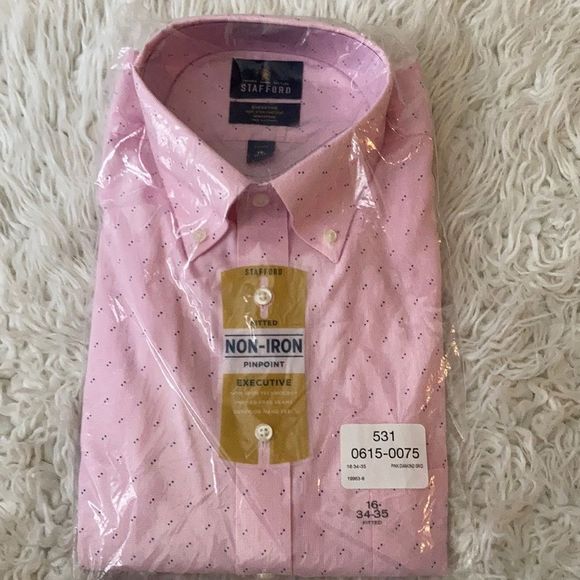Stafford Pink dress shirt Size 16 NWT - Picture 2 of 6
